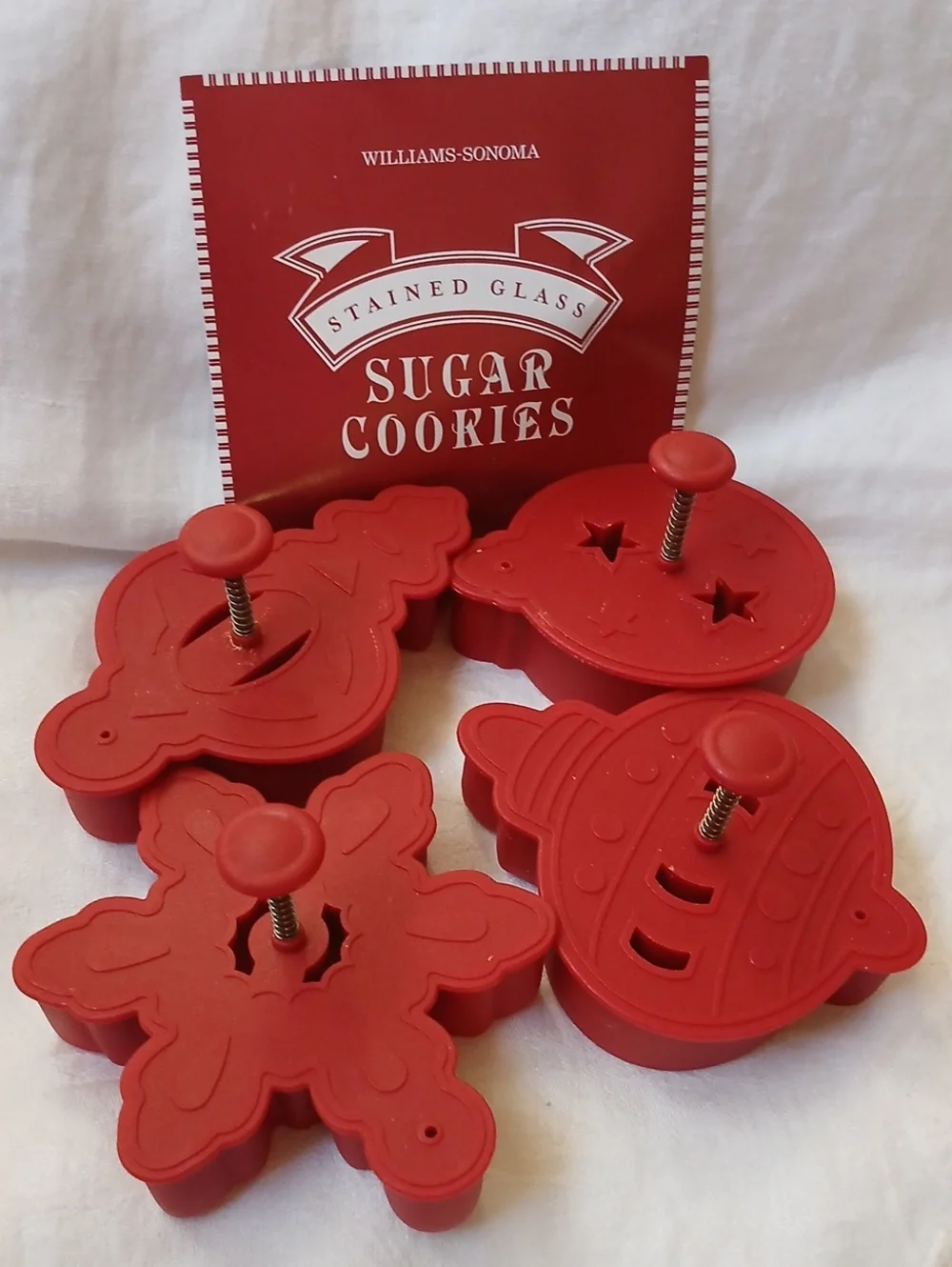 Williams Sonoma Stained Glass Cookie Cutters Christmas Ornaments Set Of 4